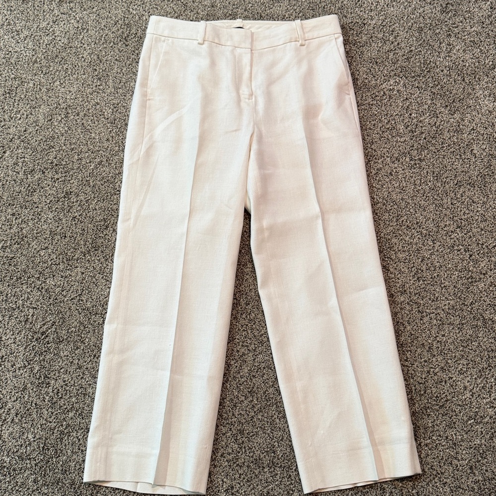 J. Crew Women’s Classic Peyton Pant White Stretch Linen- Size 6 - Picture 3 of 4